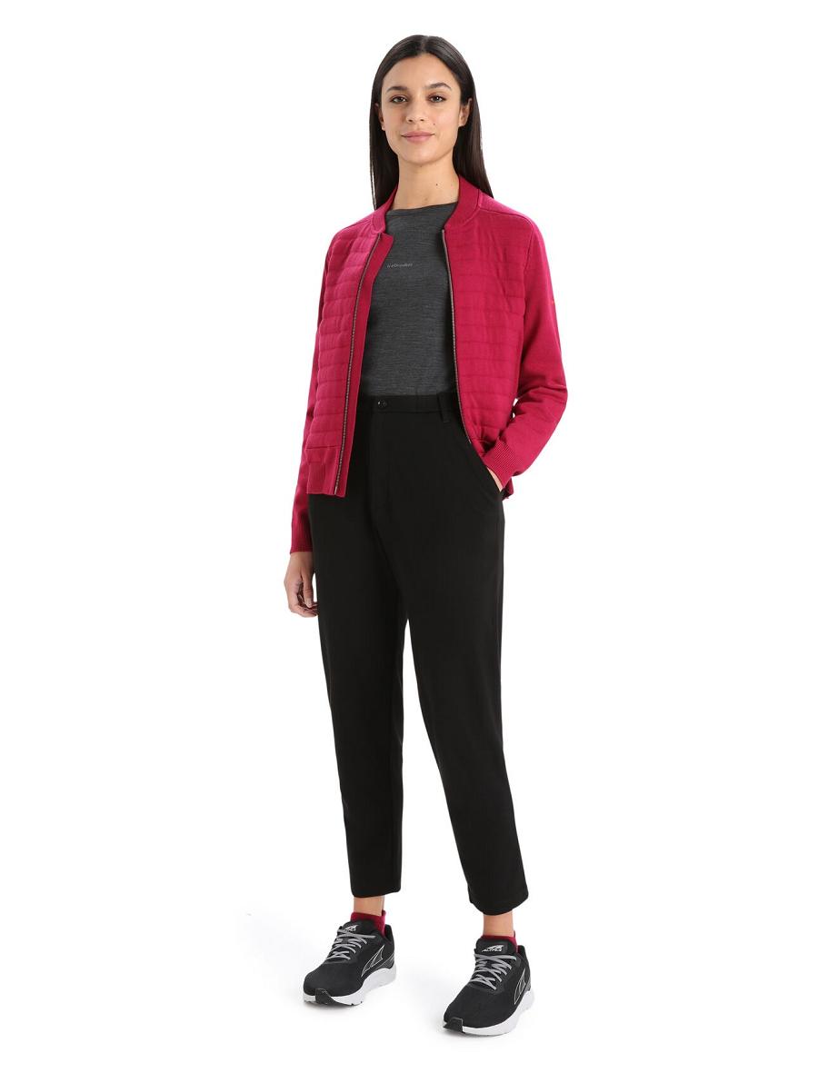 Icebreaker City Label ZoneKnit™ Merino Insulated Knit Bomber Naisten Takki Pinkki | FI 1658CTVE